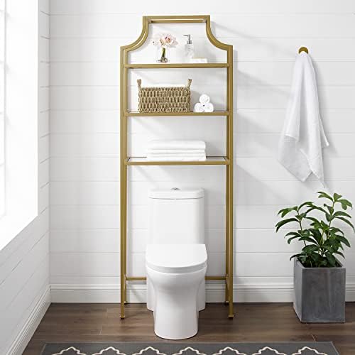 Crosley Furniture Aimee Over The Toilet Storage and Bathroom Organizer with Shelves, Gold