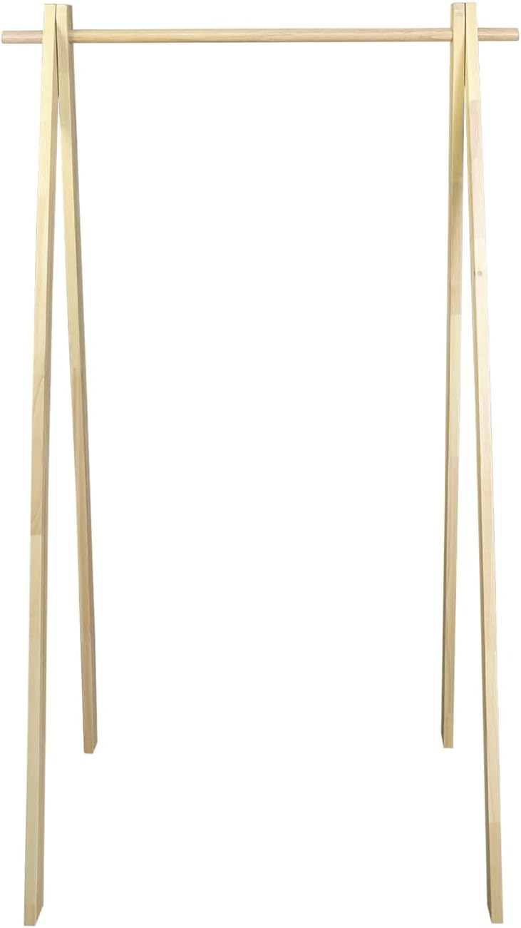 Solid Wood No Tool Assembly Collapsible Aesthetic Clothing Garment Rack