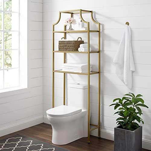 Crosley Furniture Aimee Over The Toilet Storage and Bathroom Organizer with Shelves, Gold